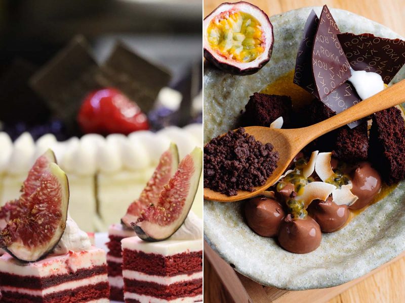 Mother's Day in Riyadh: red velvet cake and chocolate dessert in bowl with wooden spoon and chocolate soil and passion fruit