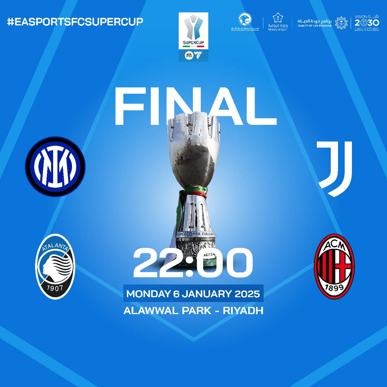 Italian Super Cup final taking place January 6th 2025